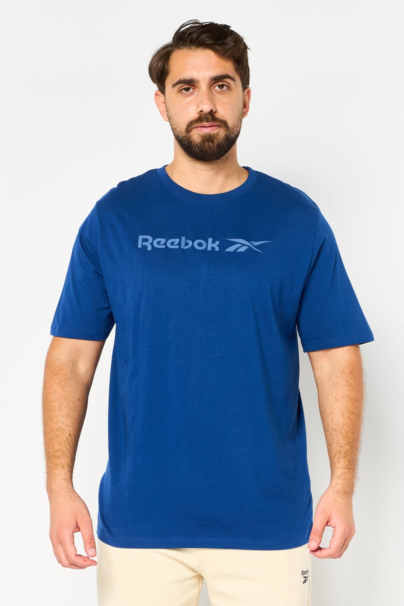 Reebok تي شيرت رياضي للرجال بأكمام قصيرة مناسب في الهواء الطلق، أزرق - Image 1