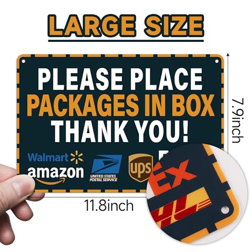 LUHIMO Please Leave Packages and Deliveries Here Sign，Self-Adhesive Waterproof and Durable Place Packages in Box Sign, Please Delivery Packages in Box Sticker for Home, Office, Shop, Door - Image 2
