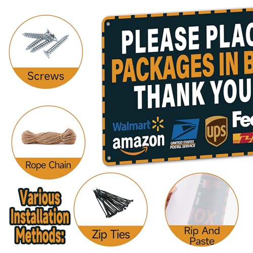 LUHIMO Please Leave Packages and Deliveries Here Sign，Self-Adhesive Waterproof and Durable Place Packages in Box Sign, Please Delivery Packages in Box Sticker for Home, Office, Shop, Door - Image 3