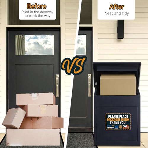 LUHIMO Please Leave Packages and Deliveries Here Sign，Self-Adhesive Waterproof and Durable Place Packages in Box Sign, Please Delivery Packages in Box Sticker for Home, Office, Shop, Door - Image 4