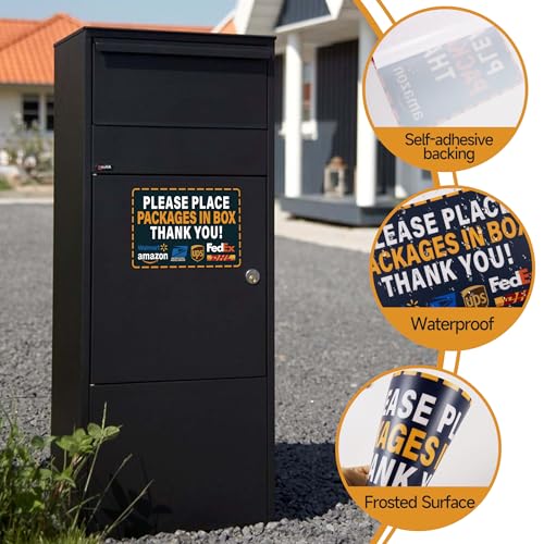 LUHIMO Please Leave Packages and Deliveries Here Sign，Self-Adhesive Waterproof and Durable Place Packages in Box Sign, Please Delivery Packages in Box Sticker for Home, Office, Shop, Door - Image 5