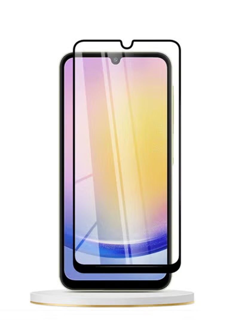 Techie واقي شاشة كامل من الزجاج المقوى عالي الجودة بدرجة صلابة 10H لهاتف Samsung Galaxy A25 - مضاد للخدش ومضاد لبصمات الأصابع ومضاد للفقاعات - Image 1