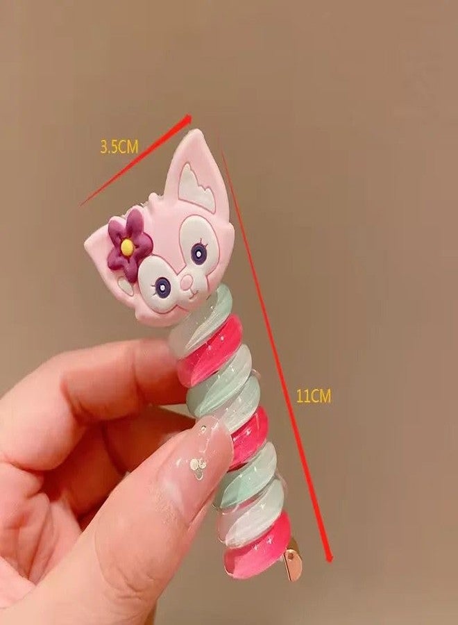 Radhya Accessories Spiral Hair Ties for Girls Colorful Braid Telephone Wire hair band for Kids Cute Cartoon Elastic Ponytail Holder stretchy (Pack of 2Pc) - Image 5