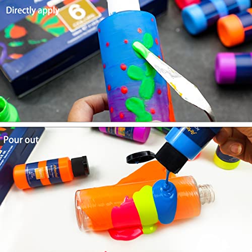 Artecho Glow in the Dark Paint 6 Colors, 60 ml / 2 oz Acrylic Paint for Decoration, Art Painting, Outdoor and Indoor Art Craft, Supplies for Canvas, Rock, Wood, Waterproof Rich Pigments - Image 5