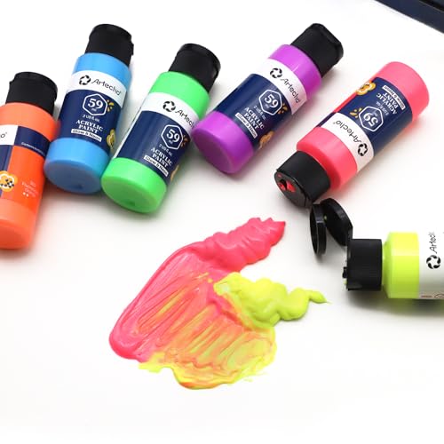 Artecho Glow in the Dark Paint 6 Colors, 60 ml / 2 oz Acrylic Paint for Decoration, Art Painting, Outdoor and Indoor Art Craft, Supplies for Canvas, Rock, Wood, Waterproof Rich Pigments - Image 4