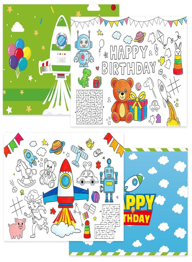 CHENRINDECO Cartoon Story Disposable Paper Placemats 36pcs Rocket Placemats for Painting Coloring Family Dining Table Mats Cartoon Themed Birthday Table Decorations Disposable Placemat - Image 1