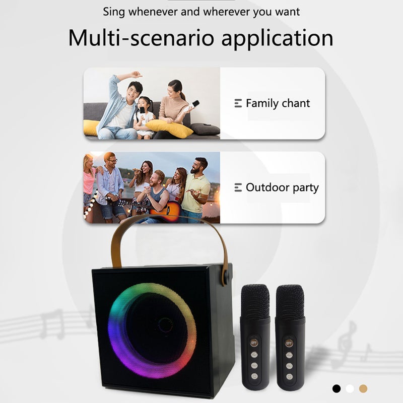 Karaoke Machine with 2 Wireless Microphones BT Microphone and Speaker KTV Set with Colorful Light Effects 10W and 4-inch Driver Speaker Handheld Mic Lightweight Portable Karaoke System for Home Party - Image 4