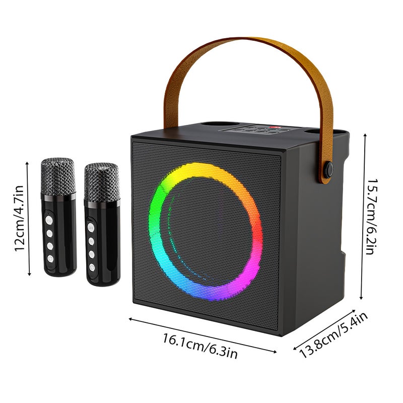 Karaoke Machine with 2 Wireless Microphones BT Microphone and Speaker KTV Set with Colorful Light Effects 10W and 4-inch Driver Speaker Handheld Mic Lightweight Portable Karaoke System for Home Party - Image 3