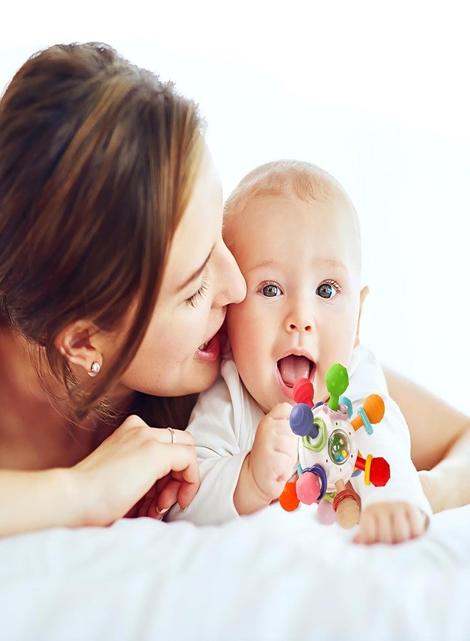 براند كونكور كرة تسنين سيليكون للأطفال من ماركة كونكر، لعبة تسنين حسية خالية من مادة BPA للأطفال من عمر 3 أشهر فما فوق، عضاضة ناعمة قابلة للمضغ مع خشخيشة، لعبة ملونة لتنمية مهارات الإمساك والحركة للأطفال الرضع والصغار (أبيض) - Image 3