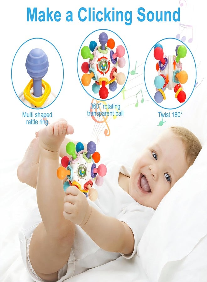 براند كونكور كرة تسنين سيليكون للأطفال من ماركة كونكر، لعبة تسنين حسية خالية من مادة BPA للأطفال من عمر 3 أشهر فما فوق، عضاضة ناعمة قابلة للمضغ مع خشخيشة، لعبة ملونة لتنمية مهارات الإمساك والحركة للأطفال الرضع والصغار (أبيض) - Image 5