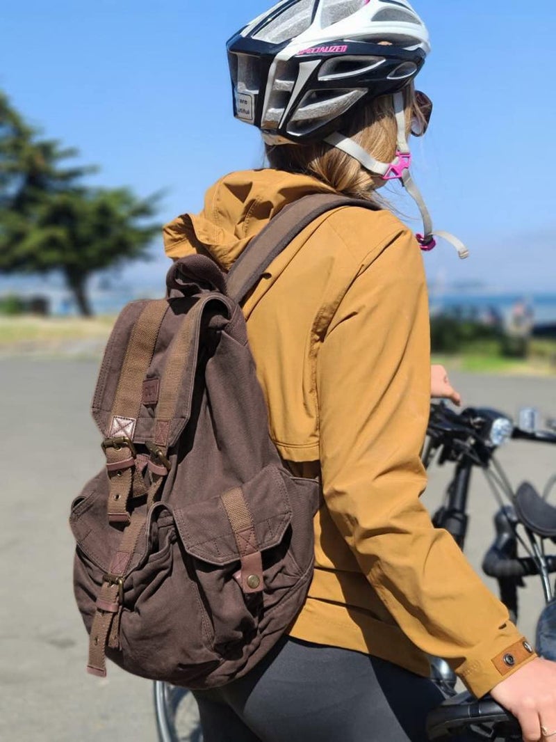GOOTIUM 21101KA-S Specially High Density Thick Canvas Backpack Rucksack, Coffee, Small - Image 2