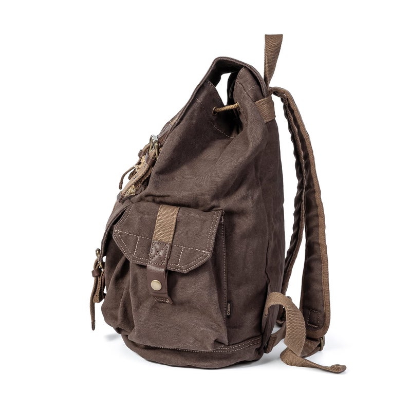 GOOTIUM 21101KA-S Specially High Density Thick Canvas Backpack Rucksack, Coffee, Small - Image 4