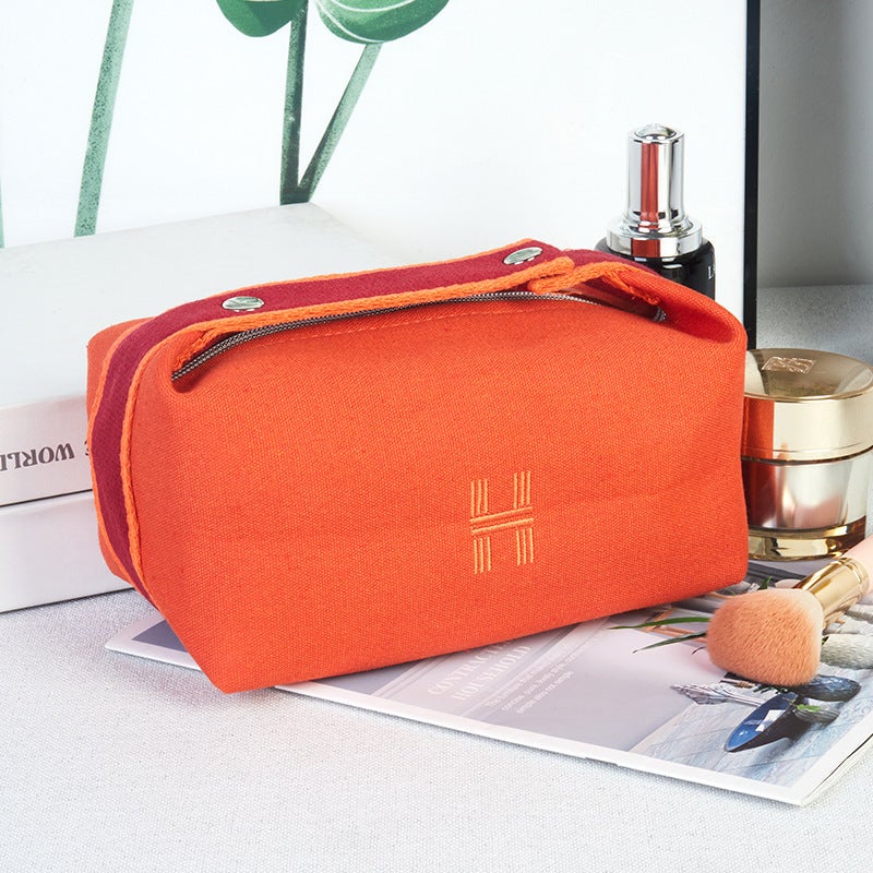 H Home lunch box bag canvas portable cosmetic bag Portable Travel womens cosmetics storage bag wash bag wholesale zero Orange