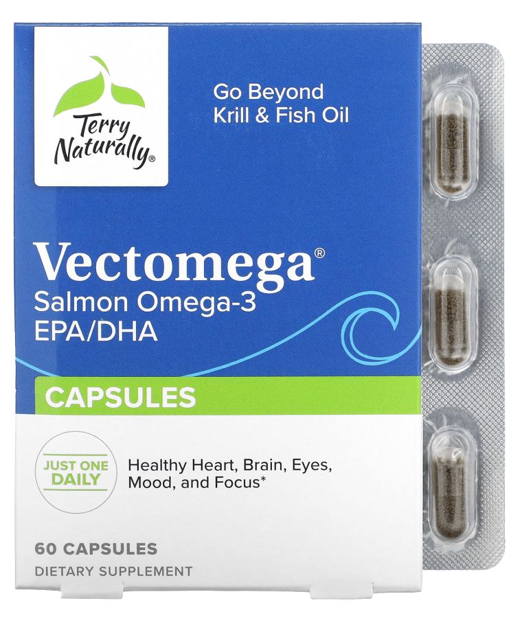 Terry Naturally Vectomega Salmon Omega-3 EPA/DHA 60 Capsules (214 mg per Capsule)