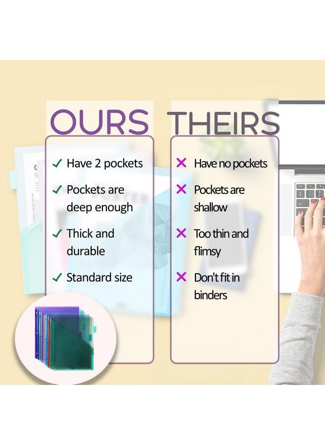 Mr. Pen - Binder Dividers With Pockets And Tabs 8 Pack Pocket Dividers For 3 Ring Binder With Tabs Binder Dividers With Pockets Dividers With Pockets Binder Divider Plastic Dividers With Pockets - Image 1