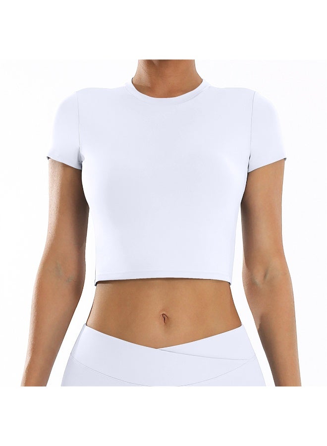 عام المحاصيل قميص قصير الأكمام تانك توب اليوغا تنفس الرياضة اللياقة البدنية تجريب تي شيرت للنساء - Image 1