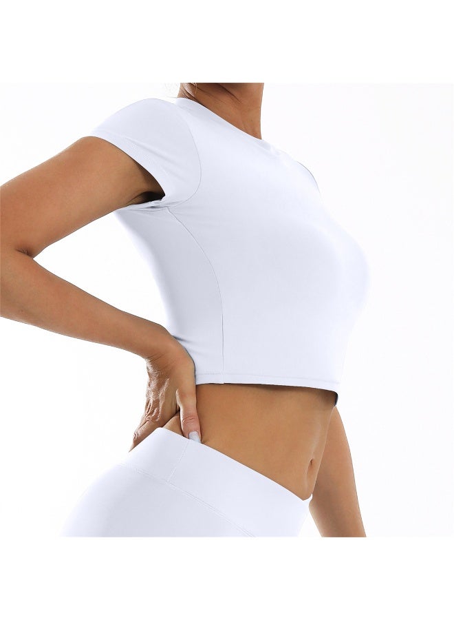 عام المحاصيل قميص قصير الأكمام تانك توب اليوغا تنفس الرياضة اللياقة البدنية تجريب تي شيرت للنساء - Image 4