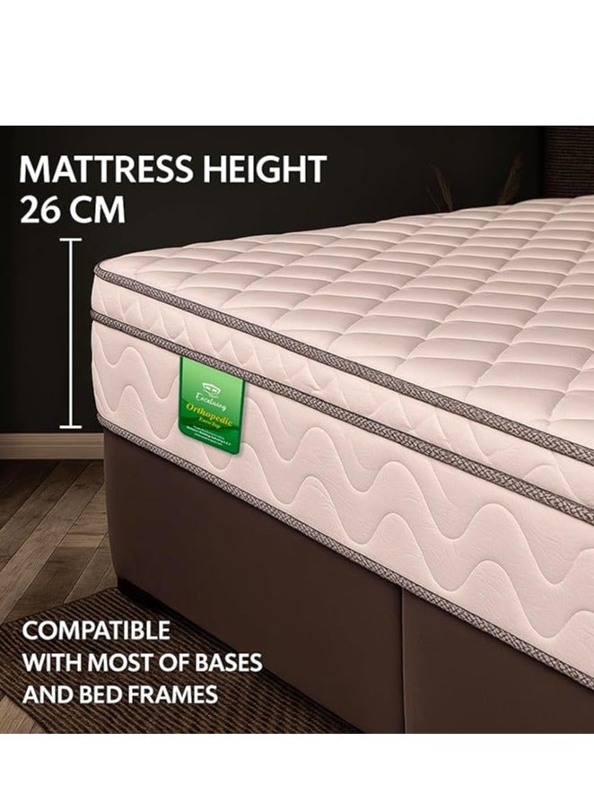 EASELIVING Orthopedic King Mattress - 26 cm Medium Firm Euro Top Mattress | Bonnell Spring Mattress with Breathable Fabric | Edge-to-Edge Support, Pressure Relief | 7-Year Warranty (180x200 cm) - Image 2