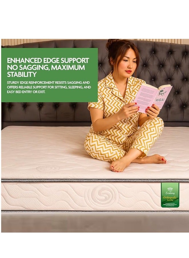 EASELIVING Orthopedic King Mattress - 26 cm Medium Firm Euro Top Mattress | Bonnell Spring Mattress with Breathable Fabric | Edge-to-Edge Support, Pressure Relief | 7-Year Warranty (180x200 cm) - Image 3