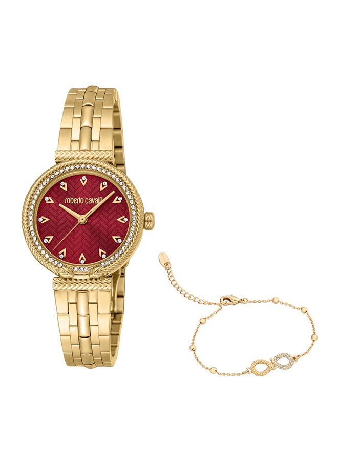 roberto cavalli ساعة يد نسائية أنالوج من الفولاذ المقاوم للصدأ RC5L078M0035 SET - 24 مم  - Image 1