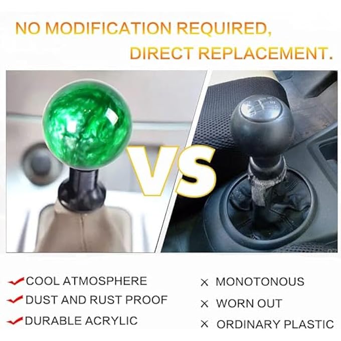 rayihni THE WHITE SHOP Round Ball Shift Knob Universal Marble Style Gear Shift Knob 5 6 Speed for Manual Automatic Vehicles with AdaptersGREEN - Image 4