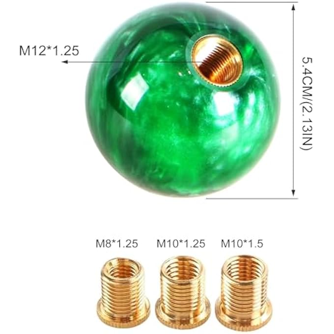 rayihni THE WHITE SHOP Round Ball Shift Knob Universal Marble Style Gear Shift Knob 5 6 Speed for Manual Automatic Vehicles with AdaptersGREEN - Image 3