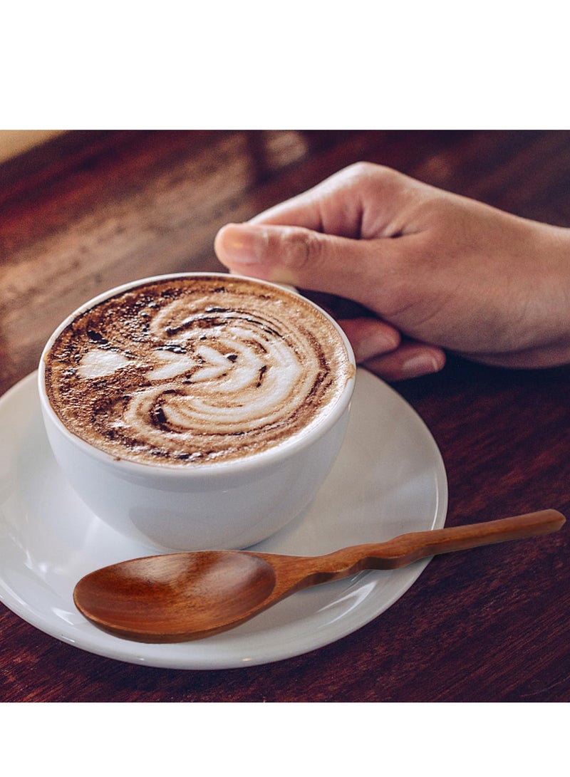 KASTWAVE 6pcs Wooden Spoons for Eating, 7.87 inch Wooden Spoons for Honey,Small Wooden Spoons,Handmade Natural Asian Wooden Spoons for Soup, Coffee, Salad Desserts,Chips, Snacks,Cereal,and Fruit - Image 4