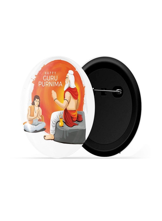 dhcrafts Pin Badges White Guru Purnima D2 Glossy Finish Design Pack of 1 - Image 2