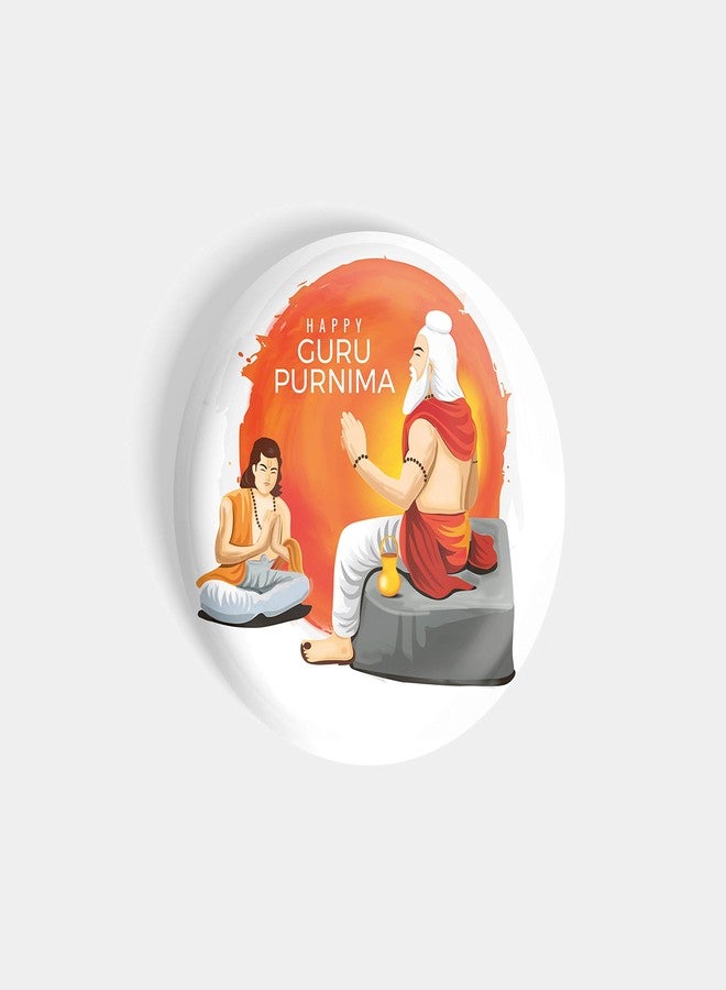 dhcrafts Pin Badges White Guru Purnima D2 Glossy Finish Design Pack of 1 - Image 3