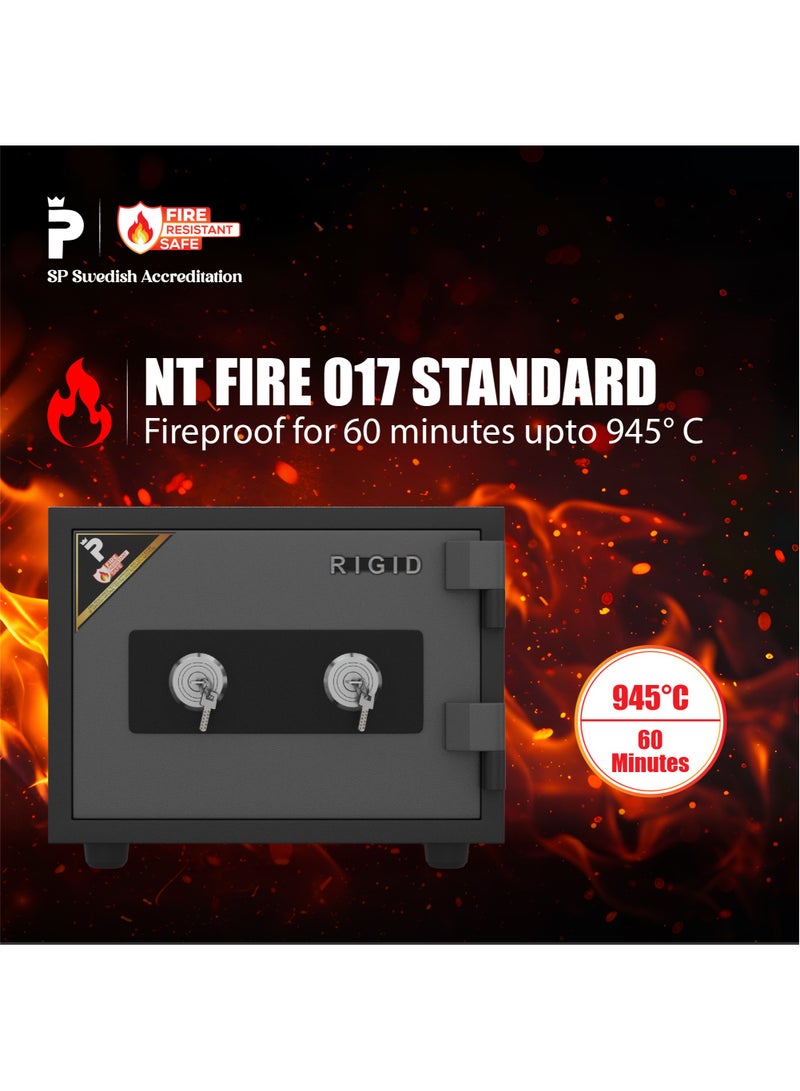 RIGID Fire Resistant Steel Safe with Dual Key Lock, 40Kg  - Image 2