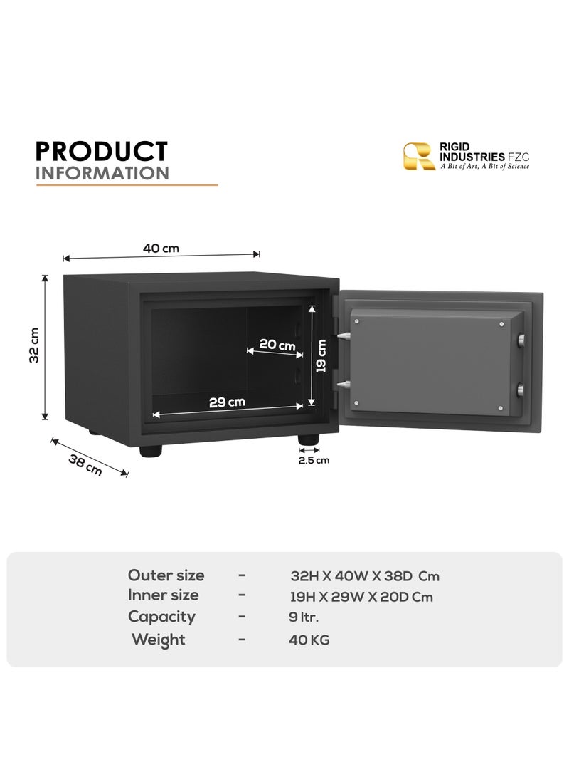 RIGID Fire Resistant Steel Safe with Dual Key Lock, 40Kg  - Image 3