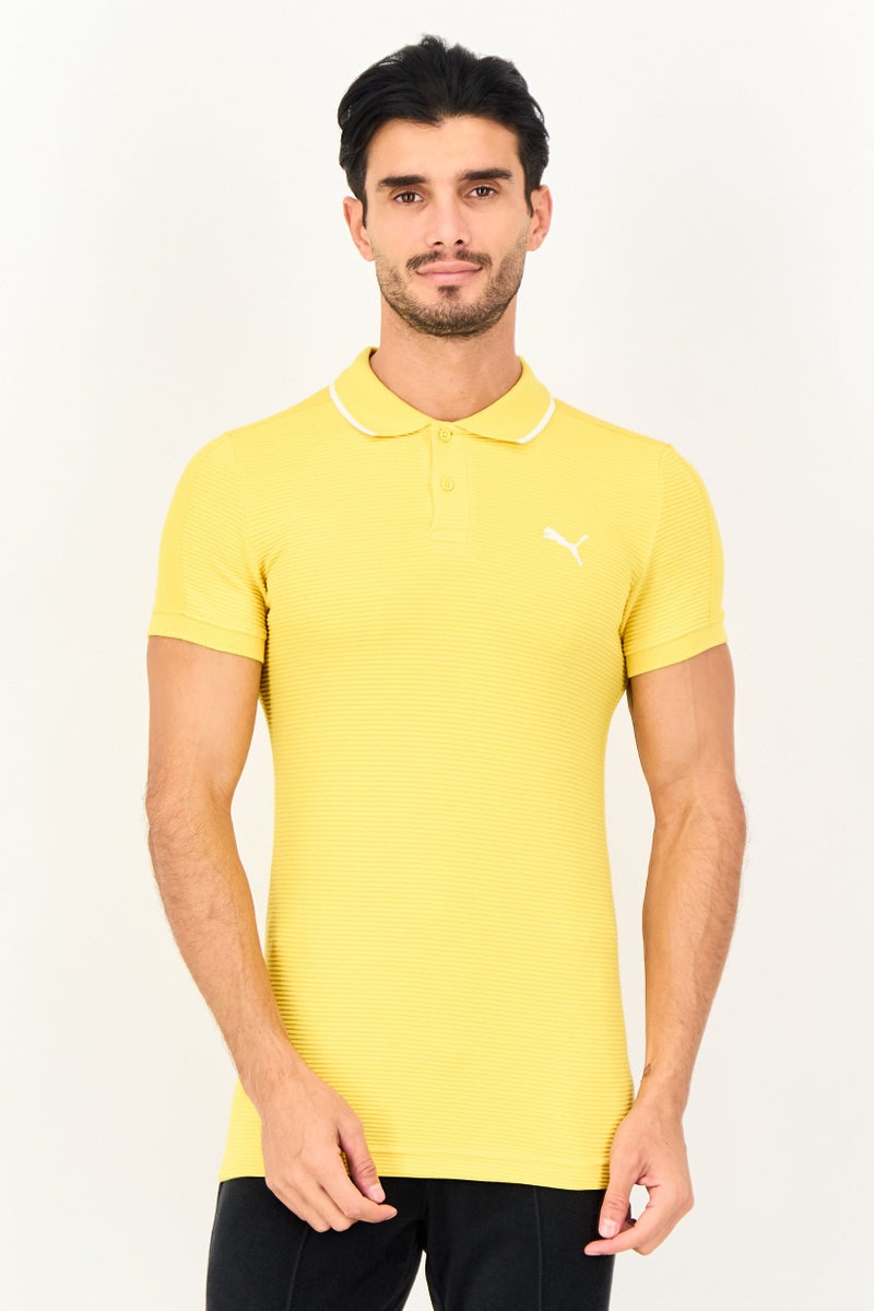 PUMA Men Slim Fit Short Sleeve Ottoman Outdoor Polo Shirt, Yellow - Image 1