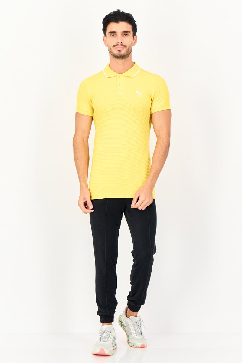 PUMA Men Slim Fit Short Sleeve Ottoman Outdoor Polo Shirt, Yellow - Image 2