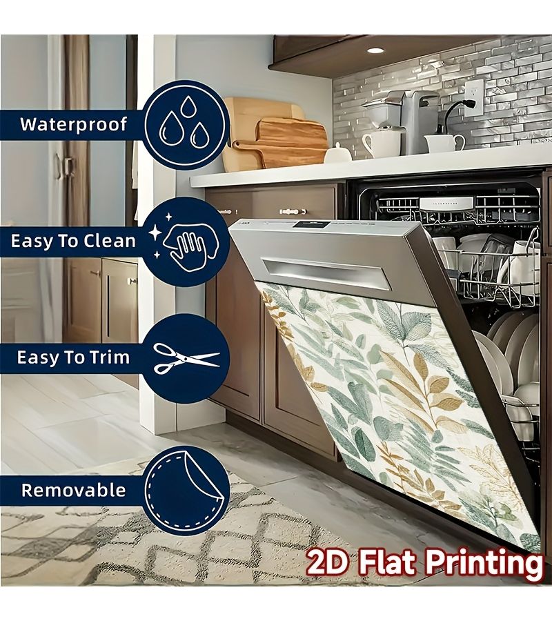 1 Pc Branches And Leaves Magnetic Vinyl Sticker 58 5 X 65 Cm Suitable For Dishwasher Refrigerator Scratch Resistant Reusable Decorative Foliage Cover Easy Clean Durable Kitchen Decal - Image 3