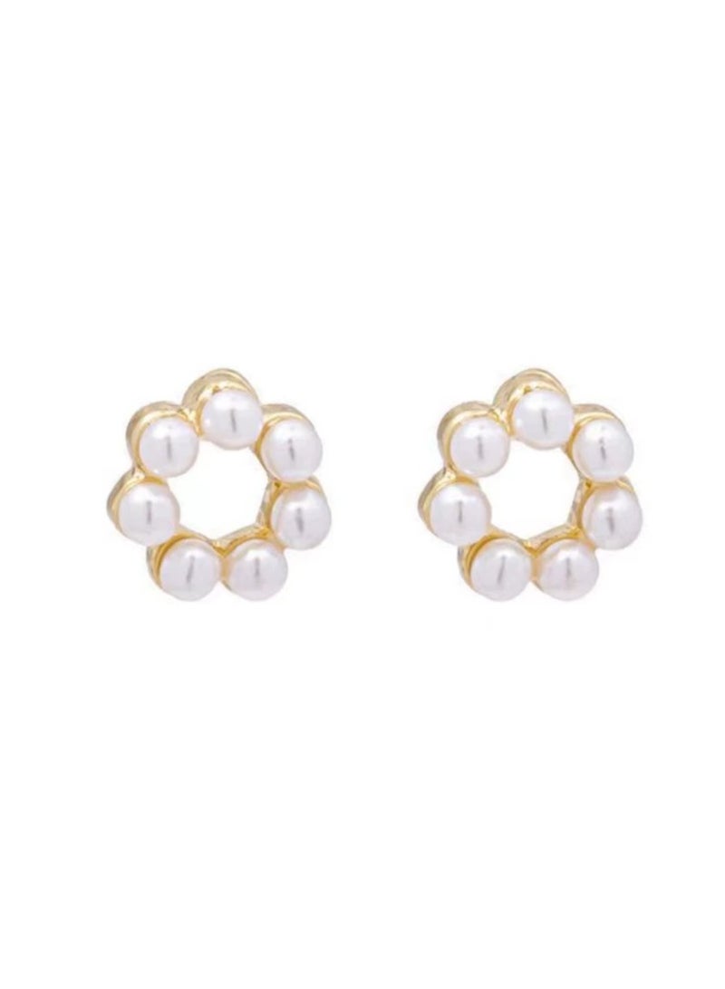 Goolsky Trendy Minimalist Mini Pearl Circle Stud Earrings | Sweet Geometric Design | Versatile Everyday Jewelry for Women - Image 1