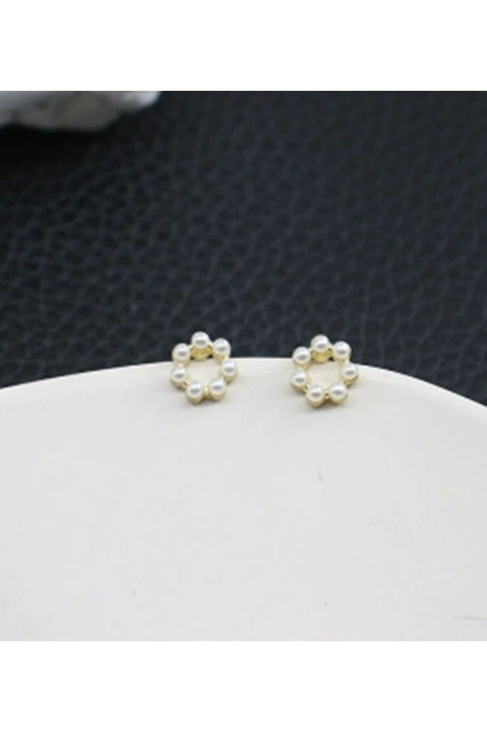 Goolsky Trendy Minimalist Mini Pearl Circle Stud Earrings | Sweet Geometric Design | Versatile Everyday Jewelry for Women - Image 2