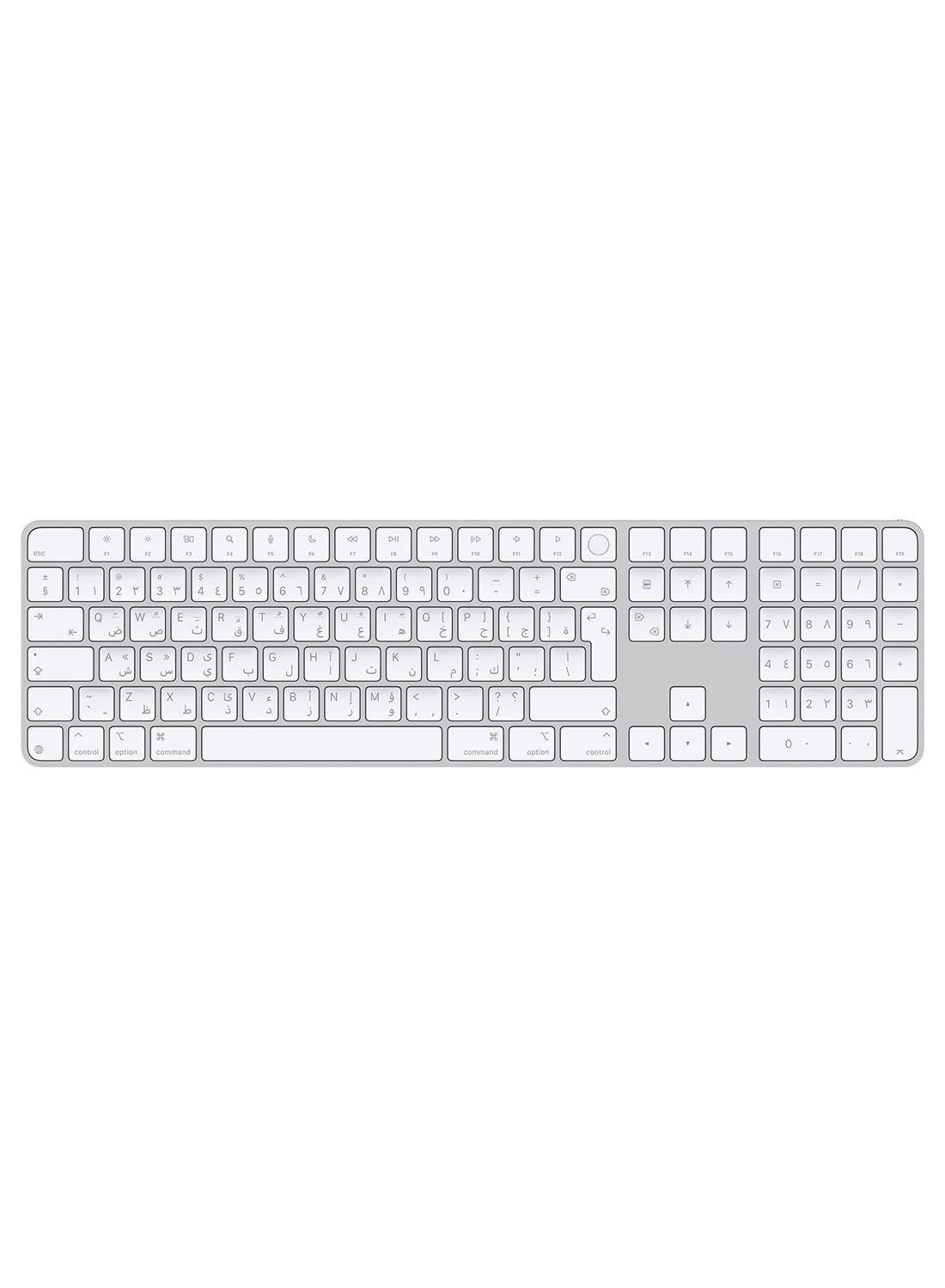 Magic Keyboard with Touch ID and Numeric Keypad for Mac models with Apple silicon (USB- C) - White Arabic (2024) - Official Stock White