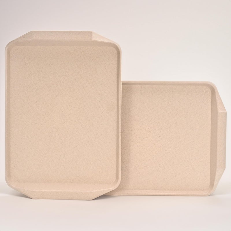 Eha Earth Friendly Servo Trays for Serving Set of 2 | 17 Inch | Serving Tray Made with Coffee Husk & Rice Husk | Tray Set for Serving Tea/Coffee/Snacks | Sand Castle - Image 1