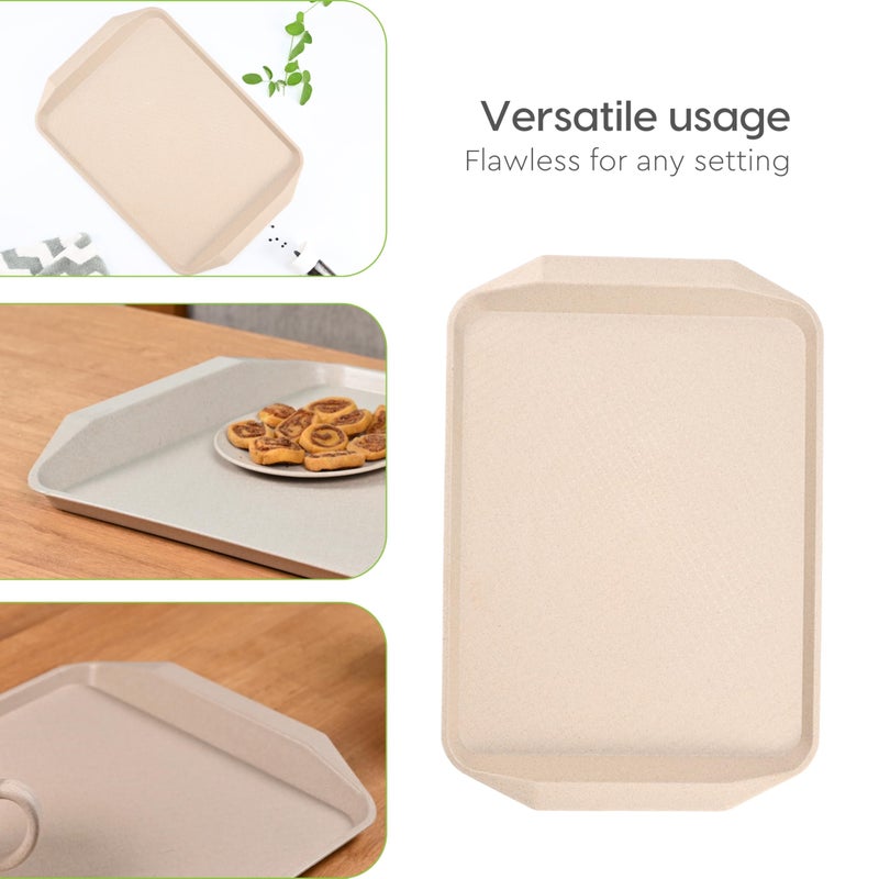 Eha Earth Friendly Servo Trays for Serving Set of 2 | 17 Inch | Serving Tray Made with Coffee Husk & Rice Husk | Tray Set for Serving Tea/Coffee/Snacks | Sand Castle - Image 3