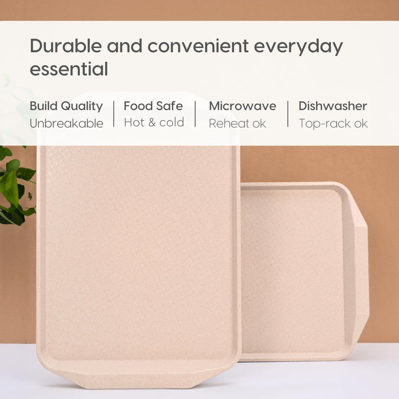 Eha Earth Friendly Servo Trays for Serving Set of 2 | 17 Inch | Serving Tray Made with Coffee Husk & Rice Husk | Tray Set for Serving Tea/Coffee/Snacks | Sand Castle - Image 4
