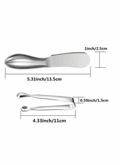 KASTWAVE Spreader Knife Set, 6 Pack Cheese Butter Spreader Knives, and Mini Serving Tongs, Stainless Steel Multipurpose Butter Knives, Suitable for Home or Cake Shop  - Image 4