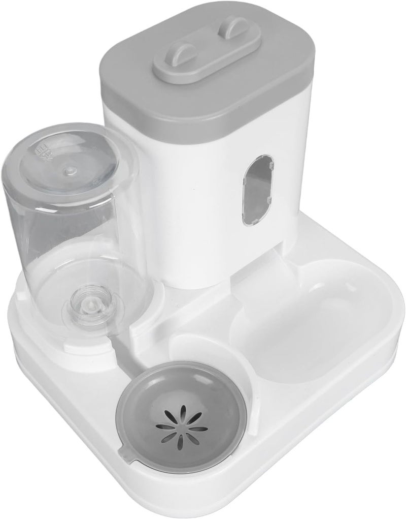 Pet Food Water Dispenser Large Capacity Detachable Automatic Cat Feeder for Dog 2 in 1 Convenient Practical Safe Durable for Feeding Cats Dogs and Other Pets PP Material (Grey) - Image 3
