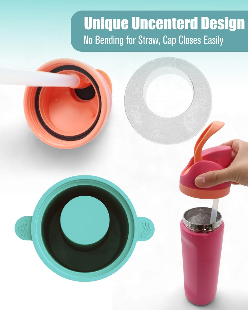 TOVICE Ice Molds for Owala 24-40oz, Set of 3, Food-Grade Soft Silicone, No White Residue, Easy to Release, Straw Placement Compatible with Owala FreeSip, Keeps Drinks Cold Longer (Light Blue) - Image 2