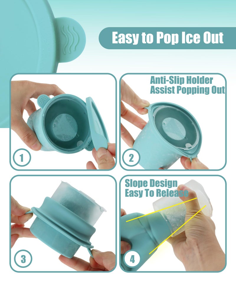 TOVICE Ice Molds for Owala 24-40oz, Set of 3, Food-Grade Soft Silicone, No White Residue, Easy to Release, Straw Placement Compatible with Owala FreeSip, Keeps Drinks Cold Longer (Light Blue) - Image 3
