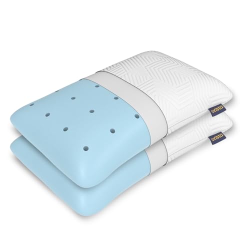 Orista™ Advance Gel Blended Memory Foam Sleep Enhancer Pillow | 2 Year Warranty | Cushions Neck & Shoulder Pain Relief | Orthopedic Pillow Back Side & Stomach Sleepers | 21 x 14 x 4.5 Inch | Set of 2 - Image 1