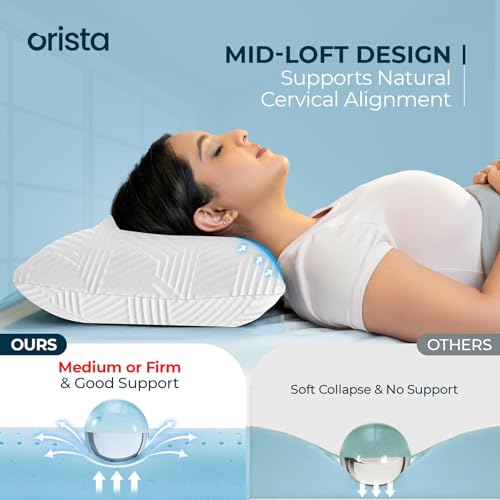 Orista™ Advance Gel Blended Memory Foam Sleep Enhancer Pillow | 2 Year Warranty | Cushions Neck & Shoulder Pain Relief | Orthopedic Pillow Back Side & Stomach Sleepers | 21 x 14 x 4.5 Inch | Set of 2 - Image 3