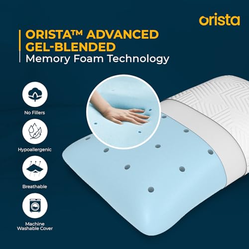 Orista™ Advance Gel Blended Memory Foam Sleep Enhancer Pillow | 2 Year Warranty | Cushions Neck & Shoulder Pain Relief | Orthopedic Pillow Back Side & Stomach Sleepers | 21 x 14 x 4.5 Inch | Set of 2 - Image 5