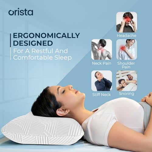 Orista™ Advance Gel Blended Memory Foam Sleep Enhancer Pillow | 2 Year Warranty | Cushions Neck & Shoulder Pain Relief | Orthopedic Pillow Back Side & Stomach Sleepers | 21 x 14 x 4.5 Inch | Set of 2 - Image 4