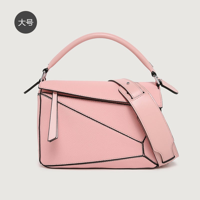 Simple Handheld Geometric Bag All-Match Stitching Litchi Pattern Crossbody Bag Lightweight Large Capacity Doctor Bag - Image 1