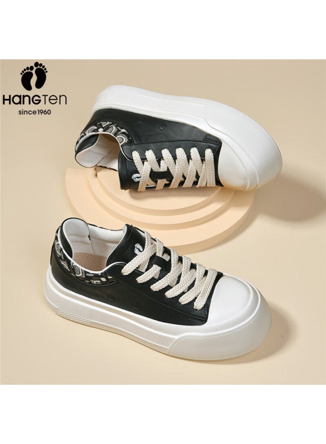 Hang Ten Men's Classic Sneakers Spring New Lightweight Casual Shoes Fashion Sports Shoes Thick Sole Durable Black Size 41 - Image 3